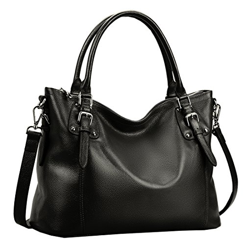 Black Leather Purses and Handbags Shoulder Bag Crossbody Purse in Black