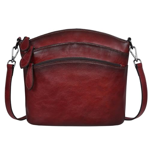 Crossbody Bags Leather Purses Shoulder Handbags for Travel in Wine