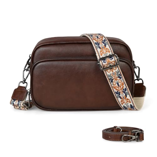 Leather Crossbody Bags Anti-theft Shoulder Hobo Purse in Coffee