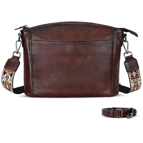 Leather Crossbody Bags Shoulder Handbags Satchel Hobo Purse in Coffee