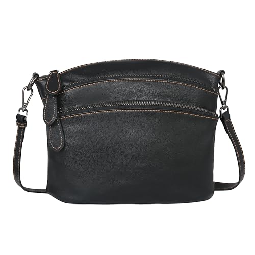 Leather Crossbody Bags Shoulder Handbags Satchel Purse in black