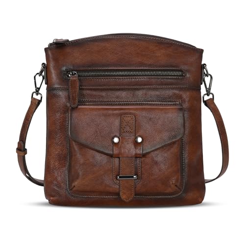Leather Crossbody Bags Shoulder Handbags Satchel Purse in Coffee