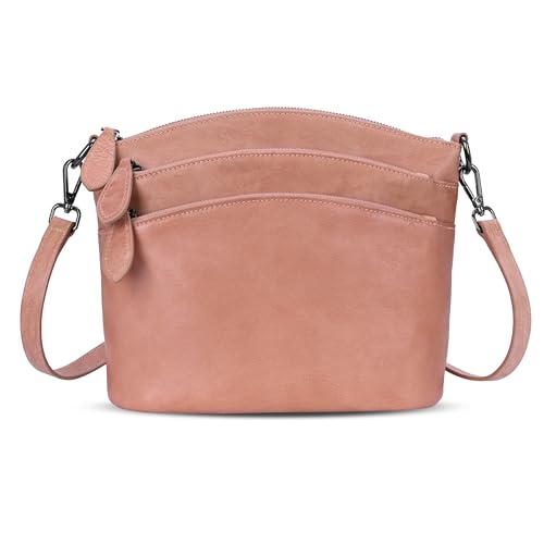 Leather Crossbody Bags Shoulder Handbags Travel Purse in Pink