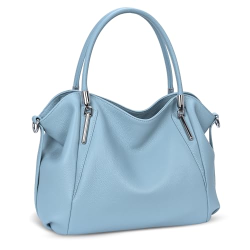 Leather Crossbody Bags Shoulder Purses Top Handle Bags in Light Blue