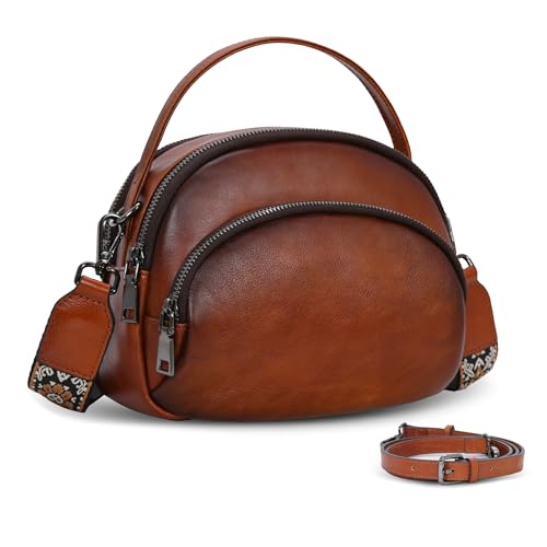 Genuine Leather Crossbody Bags Small Shoulder Purses in Brown