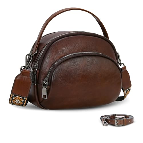 Genuine Leather Crossbody Bags Small Shoulder Purses in Coffee