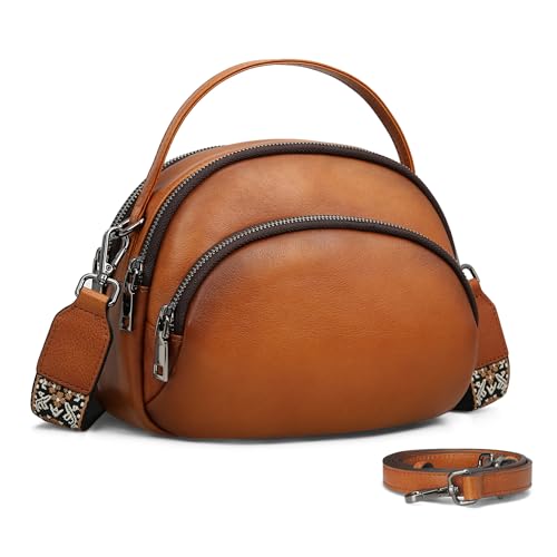 Genuine Leather Crossbody Bags Small Shoulder Purses in Light Brown