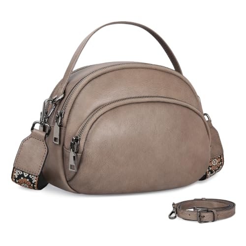 Genuine Leather Crossbody Bags Small Shoulder Purses in Light Grey