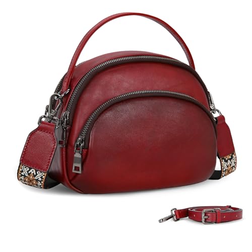 Genuine Leather Crossbody Bags Small Shoulder Purses in Wine