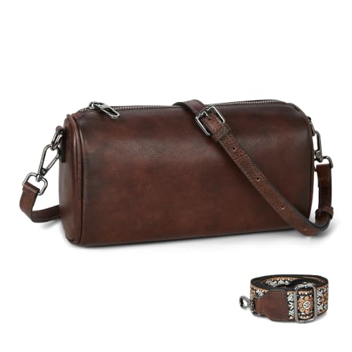 Genuine Leather Crossbody Purses Hobo Shoulder Bag Coffee in Coffee