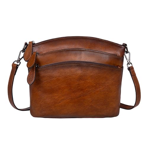 Leather Crossbody Purses Rero Shoulder Handbag Hobo Bags in Brown