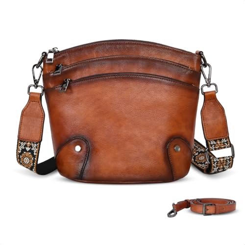 Leather Crossbody Purses Rero Shoulder Handbag Hobo Bags in Brown
