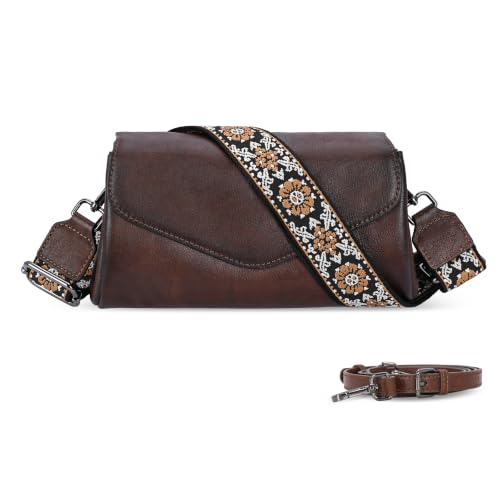Leather Crossbody Purses Satchel Bags Hobo Shoulder Bag in Coffee
