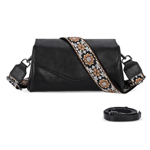 Leather Crossbody Purses Shoulder Satchel Handbags in Black