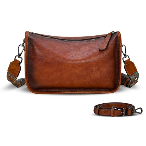 Leather Crossbody Purses Small Shoulder Handbag Hobo Bags in Brown