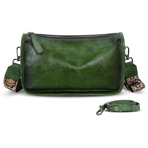 Leather Crossbody Purses Small Shoulder Handbag Hobo Bags in Green
