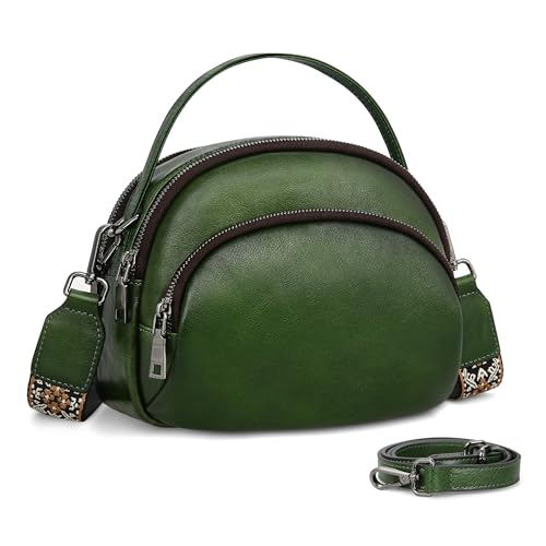 Genuine Leather Crossbody Purses Small Shoulder Handbags in Green