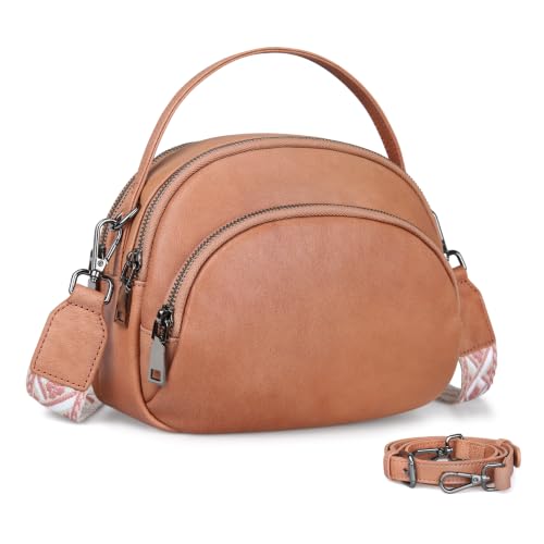 Genuine Leather Crossbody Purses Small Shoulder Handbags in Apricot Pink