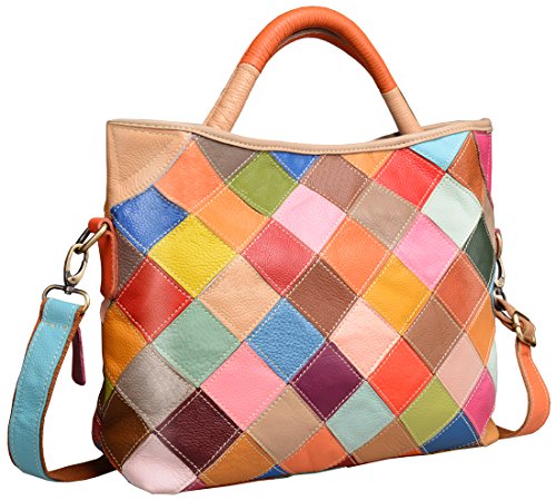 Leather Hanbags Colorful Tote Purse Large Hobo Shoulder Bag in Colorful-2b4029