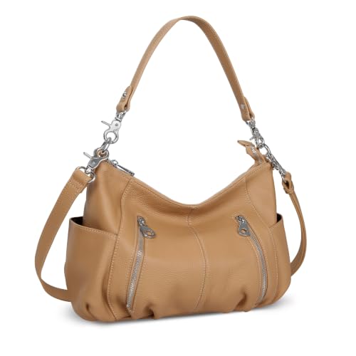 Leather Hobo Shoulder Crossbody Handbag Purse Tote Bags in Khaki