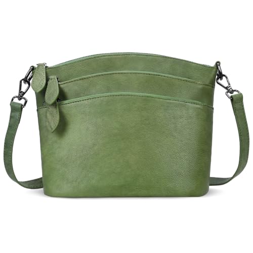 Leather Purse Crossbody Bags Shoulder Satchel Handbags in Grass Green