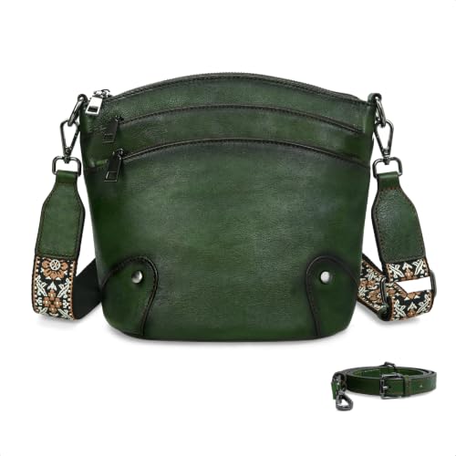 Leather Purse Crossbody Bags Shoulder Satchel Handbags in Green