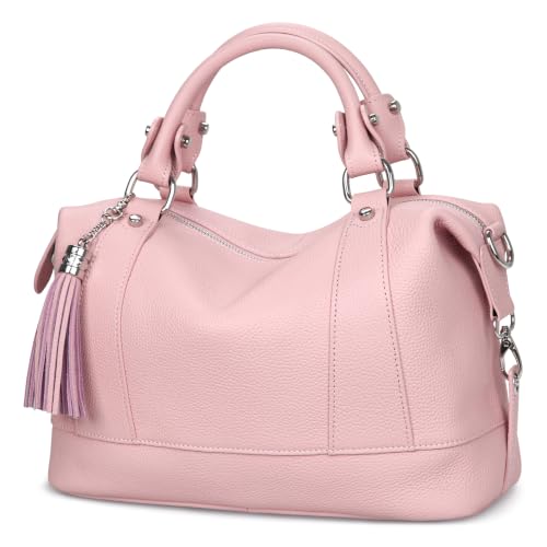 Genuine Leather Purse Satchel Tote Bags Shoulder Handbags in Pink