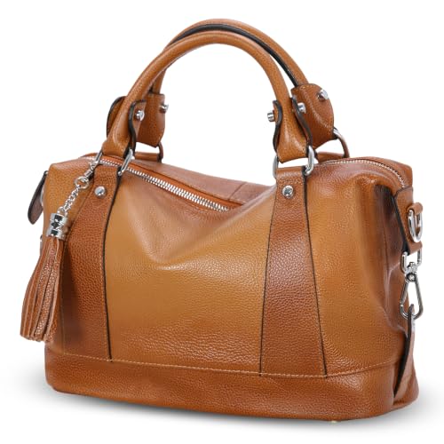 Genuine Leather Purse Satchel Tote Bags Shoulder Handbags in Sorrel