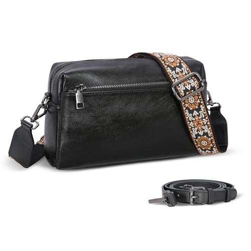 Leather Purse Small Crossbody Bags Shoulder Handbags in Black
