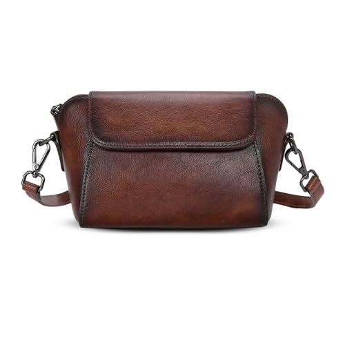 Leather Purse Small Crossbody Bags Shoulder Handbags in Coffee