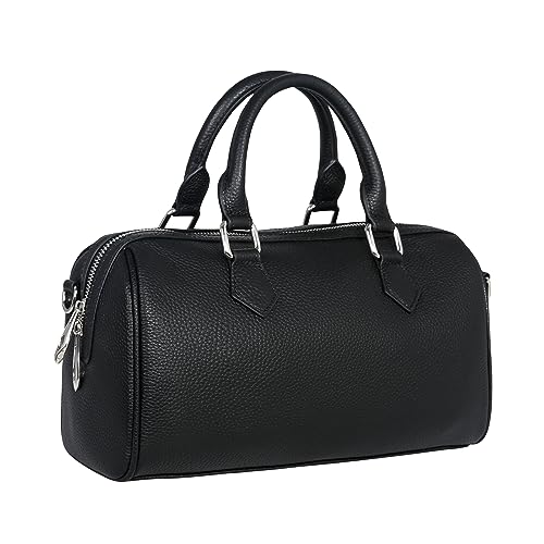 Leather Purse Tote Top Handle Bag Crossbody Satchel Handbag in Black