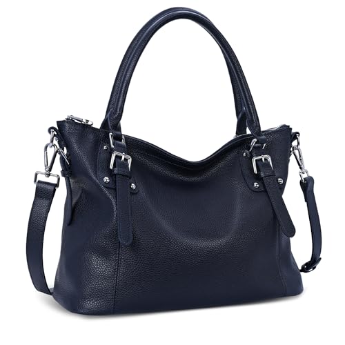 Genuine Leather Purses and Handbag Women's Shoulder Cossbody Bag in Navy Blue