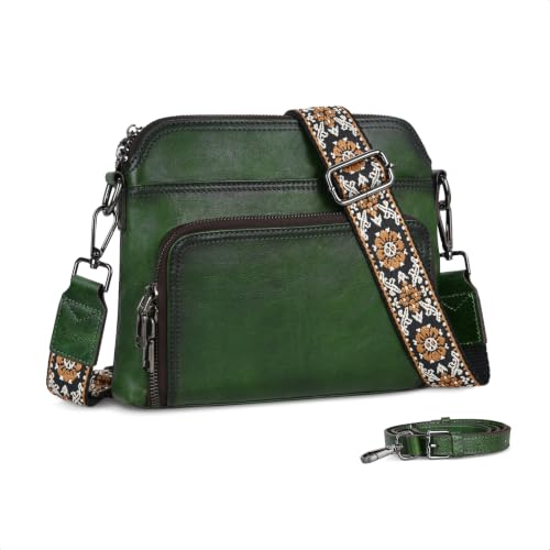 Genuine Leather Purses and Handbags Cross Body Bags Shoulder Bag in Green