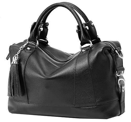 Leather Purses and Handbags Shoulder Bag Tote Top Handle Bags Hobo Purses Designer Satchel Purse Ladies Crossbody Bag in Black