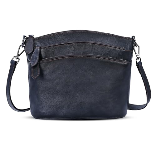 Genuine Leather Purses and Handbags Shoulder Cossbody Bags in Navy Blue