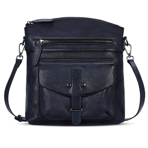 Genuine Leather Purses and Handbags Shoulder Cossbody Bags in Navy Blue