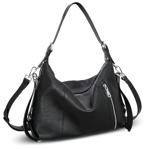 Leather Purses and Handbags Tote Shoulder Bag Hobo Bags in Black