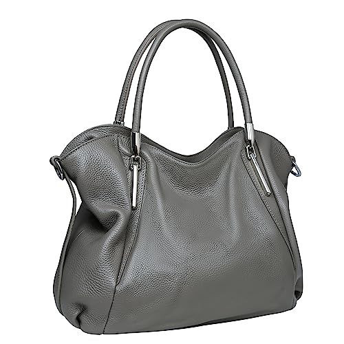 Genuine Leather Purses and Handbags Tote Shoulder Bags in Grey