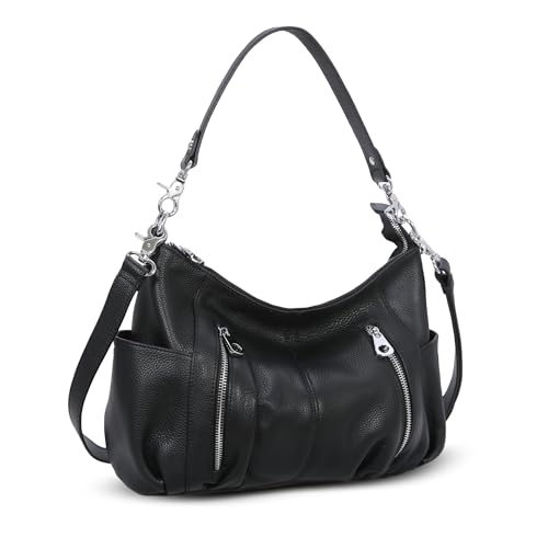 Leather Purses Shoulder Hobo Bag Crossbody Satchel Handbags in Black