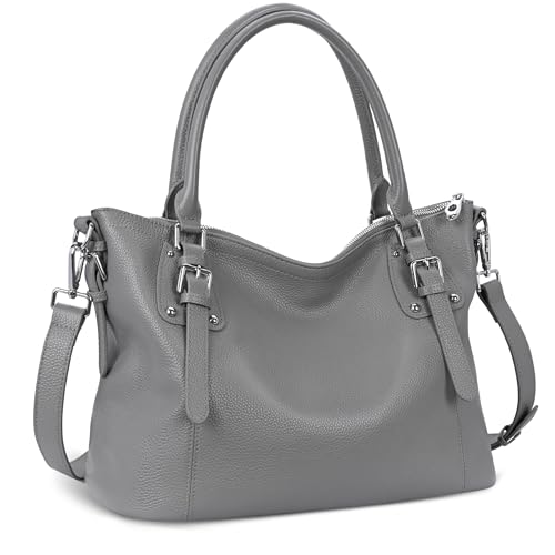Leather Satchel Bags Shoulder Handbags Tote Hobo Purse in Grey