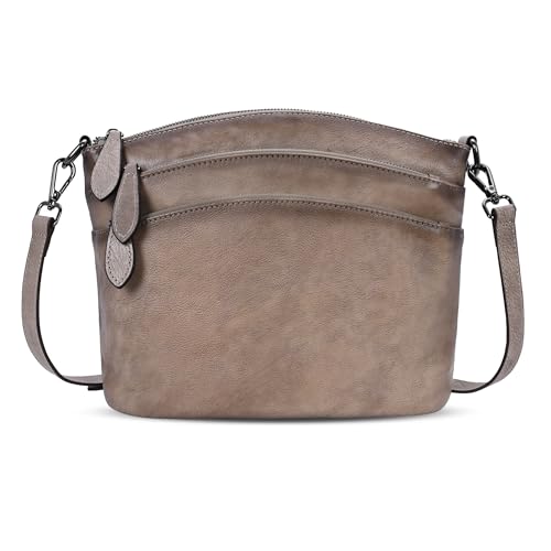 Leather Satchel Purse and Handbag Hobo Crossbody Bags in Retro Grey