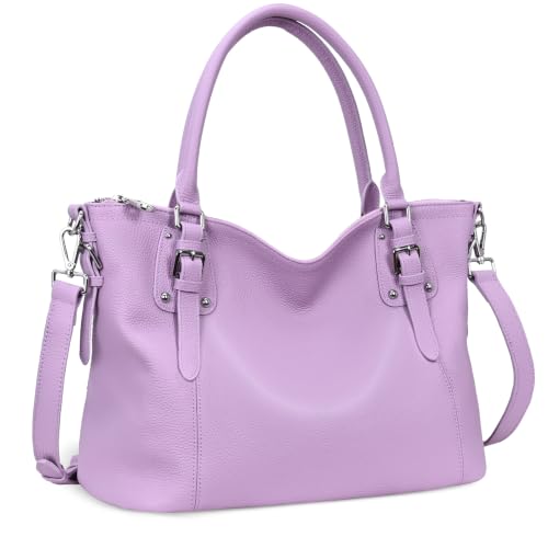 Leather Satchel Purse Shoulder Tote Crossbody Hobo Bag in Lilac