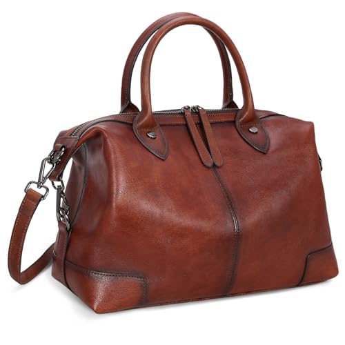 Genuine Leather Satchel Tote Bags Large Doctor Purses Brown in Brown