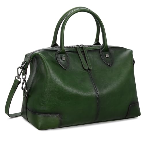 Genuine Leather Satchel Tote Bags Large Doctor Purses Green in Green