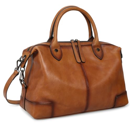 Genuine Leather Satchel Tote Bags Large Doctor Purses in Light Brown
