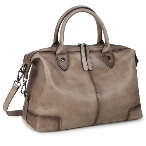 Genuine Leather Satchel Tote Bags Large Doctor Purses in Light Grey