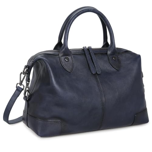 Genuine Leather Satchel Tote Bags Large Doctor Purses Navy in Navy Blue