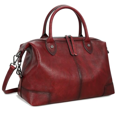 Genuine Leather Satchel Tote Bags Large Doctor Purses Wine in Wine