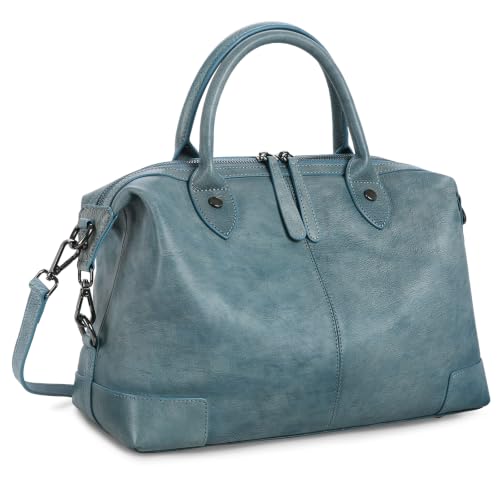 Genuine Leather Satchel Tote Bags Large Leather Purses in Light Blue