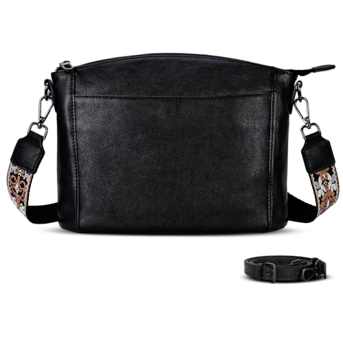 Leather Shoulder Bag Crossbody Bags Satchel Hobo Purse in Black